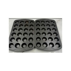 Oneida 24 Cup Mini Muffin Pan Set of 2 Nonstick Steel Baking Sheets Gray